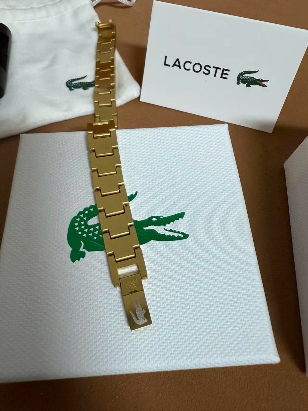 Lacoste Men’s Gold Metal Link Bracelet